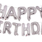 Pigetale Silver Happy Birthday Balloons Banner, 16 Inch 3D Aluminum Foil Inflatable Hanging Letter Kit Set, Mylar Happy Birthday