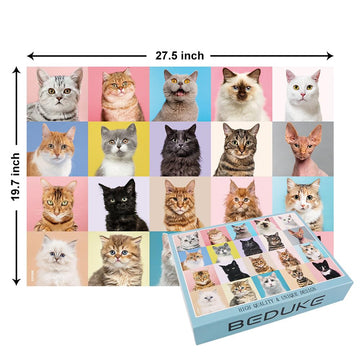 Beduke Jigsaw Puzzles For Adults 1000 Pieces Precise Interlocking Thick Sturdy Cardboard Cat Animals 1000 Piece Puzzle Family Game Age 14+