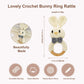 Crochet Bunny Rattle For Baby, Soft Rattle Toy With Wooden Ring - Toddler Gift, Perfect For Baby Showers