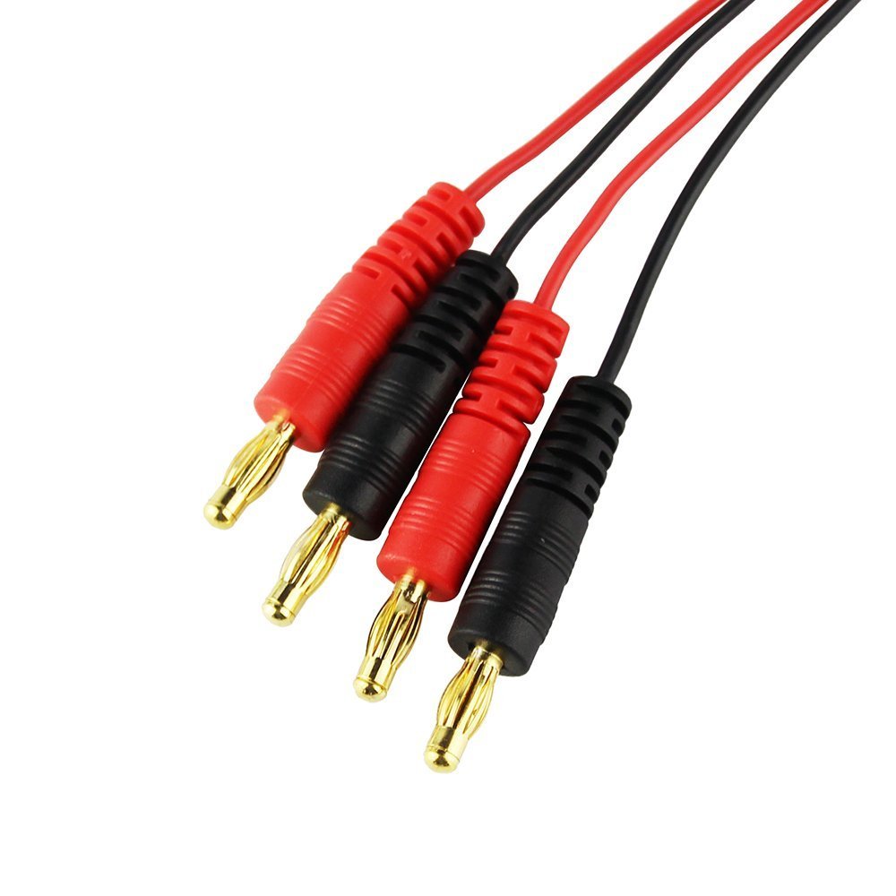 FLY RC 4mm 4.0mm Male Banana Plug Connector Charge Lead to JST 20awg Soft Silicon Charging Cable Wire 30cm 11.8inch Lipo Parts f
