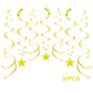 Aimtohome Party Swirl Decorations, Hanging Swirl For Ceiling Decorations, Gold With Star, Pack Of 30