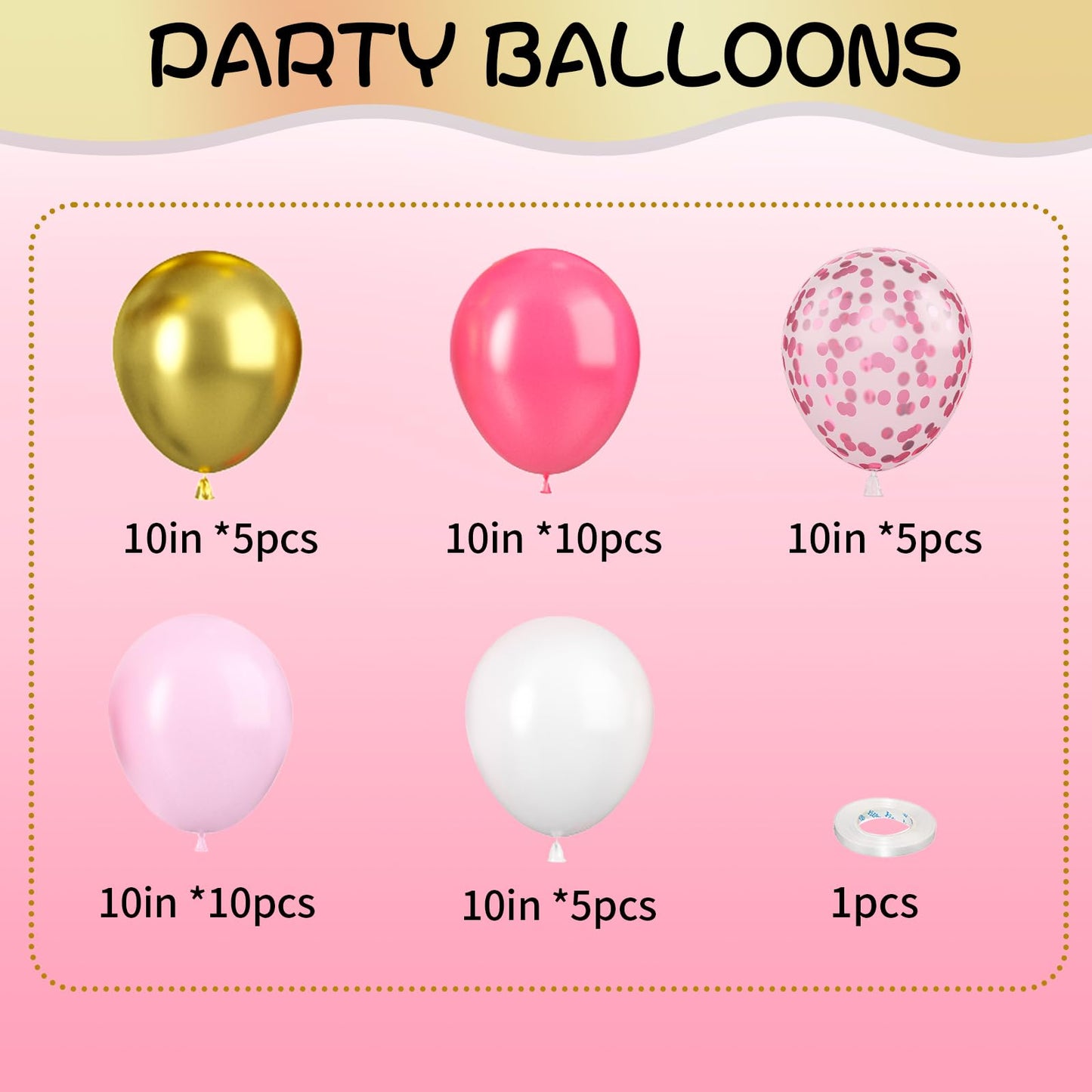 Pink And White Balloons, 35Pcs Pink White And Gold Balloons, Pink Confetti Balloons Pink Gold And White Balloons For Girls Birth