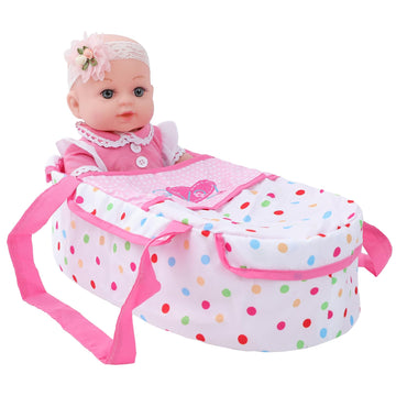 Dontno 12 Inch Baby Doll With Bassinet Bed,Reborn Alive Doll Includes Clothes And Accessories,Bottles,Nipple,Diaper,Burp Cloth,First Baby Dolls For Toddlers 36 Months And Up