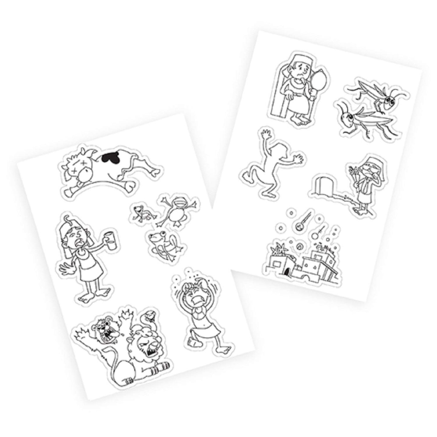 Passover Ten Plagues Magnet Art for Kids. 10 Magnets to Color for Children.