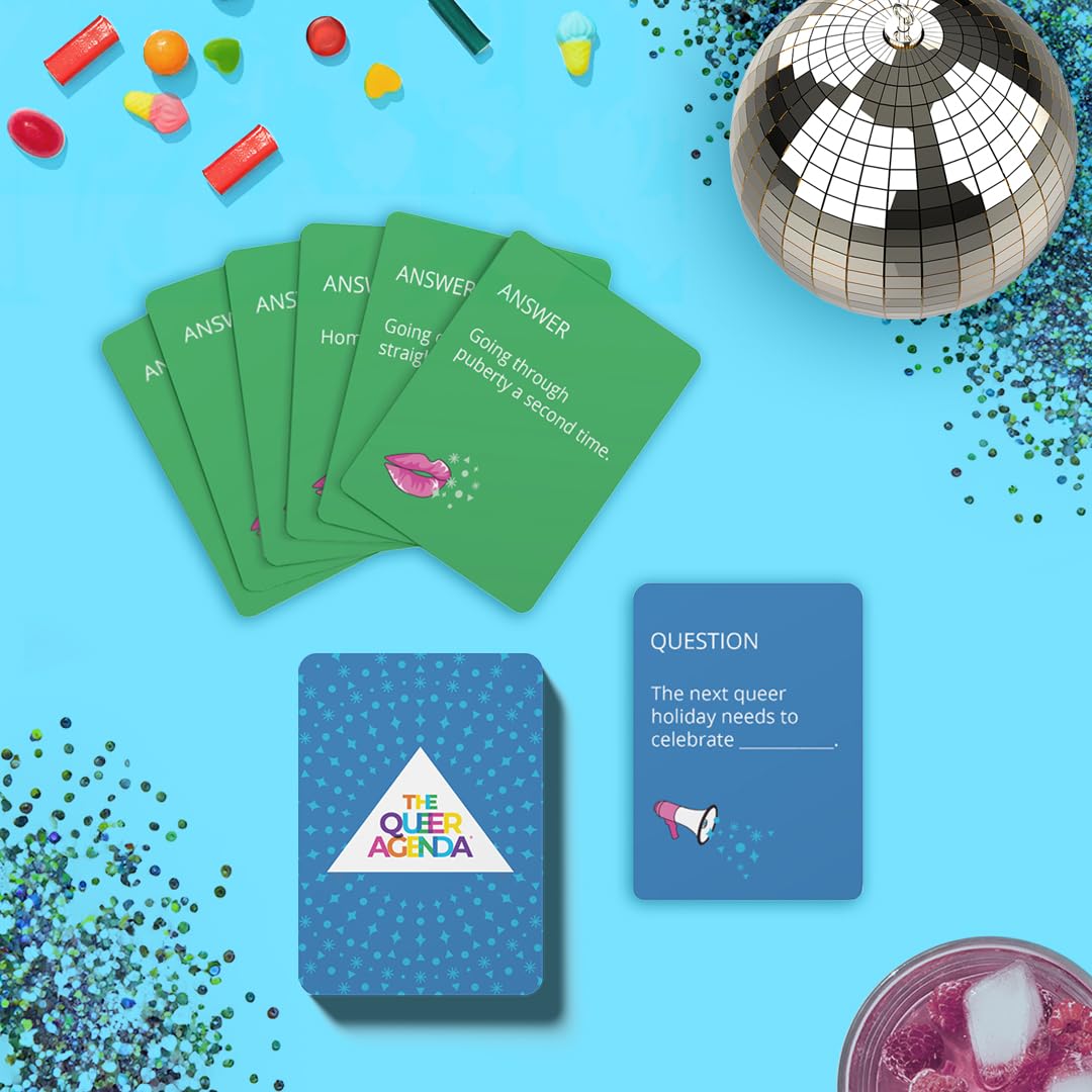 FITZ The Queer Agenda Party Game - 350 LGBTQ+ Cards, 3-10 Players, Cardstock, Multicolor, Ages 17+, Model TGTQABP2