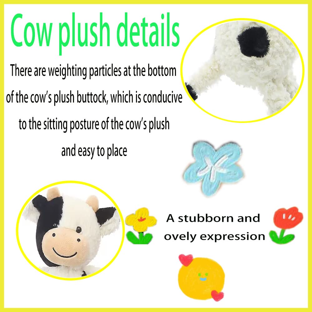 Yukouqian Cow Stuffed Animal Cow Plush Doll Toy 11.8 Inch For Girls Boys Christmas (Cow Red Clothes)