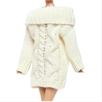 Bjdbus White Winter Turtleneck Sweater Clothes For 11.5 Inch Girl Doll Accessories