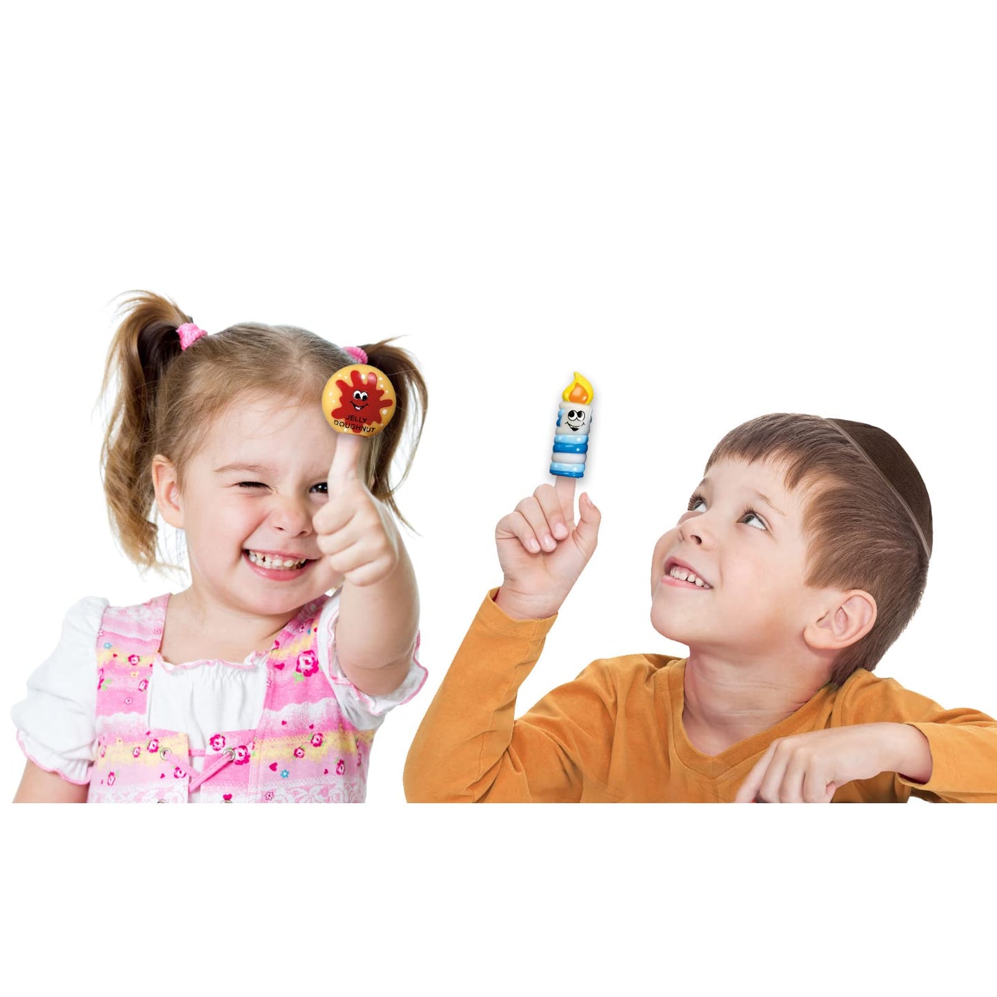 Rite Lite Hanukkah Finger Puppets Gift Set - Fun & Educational Jewish Holiday Party Favors Goodie Bag Rewards Hanukkah Toys Kids Party Favors Dreidel, Menorah, Candle, Gelt Coin, Jug, Latke, Donut