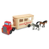 Melissa & Doug Horse Carrier Wooden Play Set with 2 Flocked Horses, 14"x6"x3.4", Multi-color, Model 4097