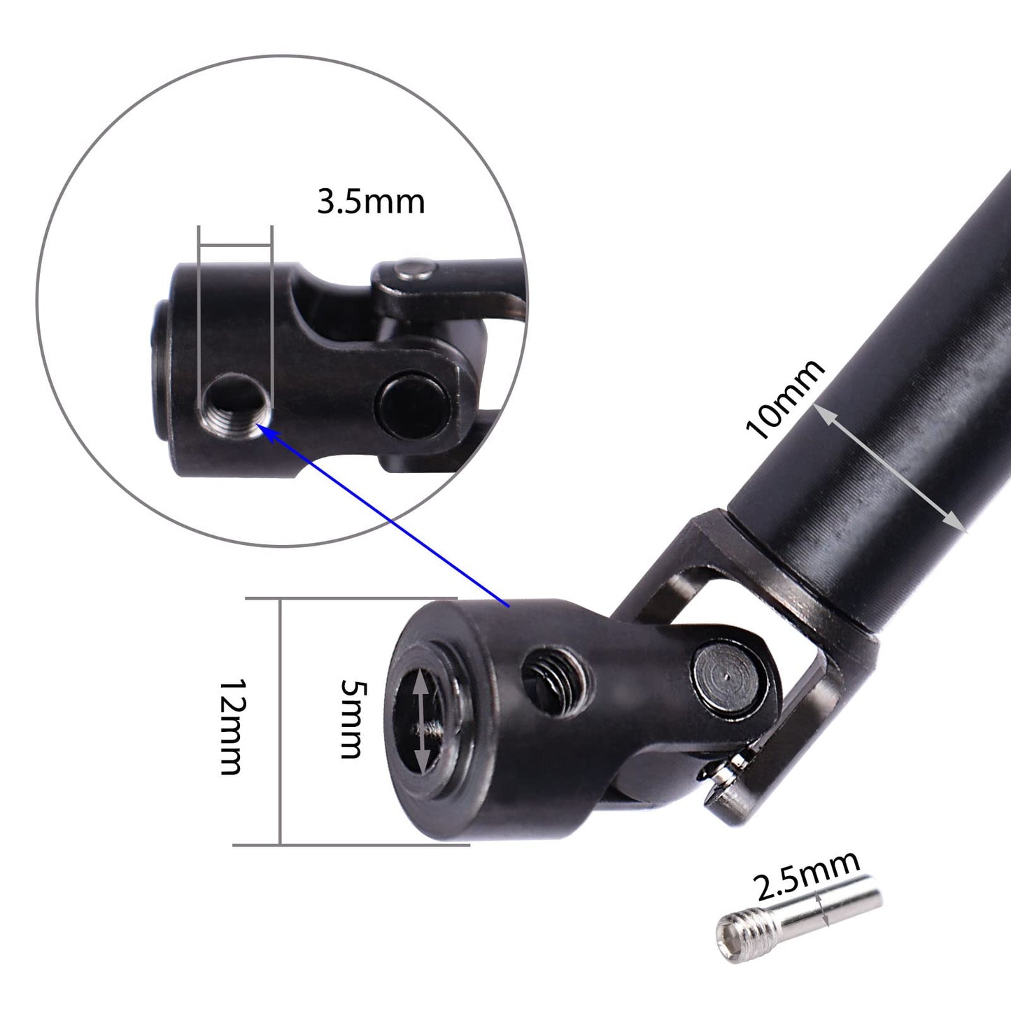 AIMROCK Metal CVD Adjustable Drive Shaft w/Wrench Upgrade Parts for 1/10 SCX10 D90 RC Crawler Truck (116mm)