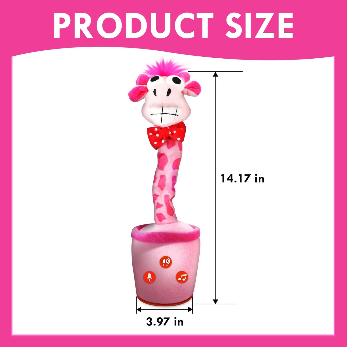 Tworiver Giraffe Gifts Dancing Talking Giraffe Toy,Repeating Singing Recording Mimicking Baby Girl Gifts,Electronic Sensory Stocking Stuffers For Babies Toys First Bithday Gifts For Girls Toys Pink