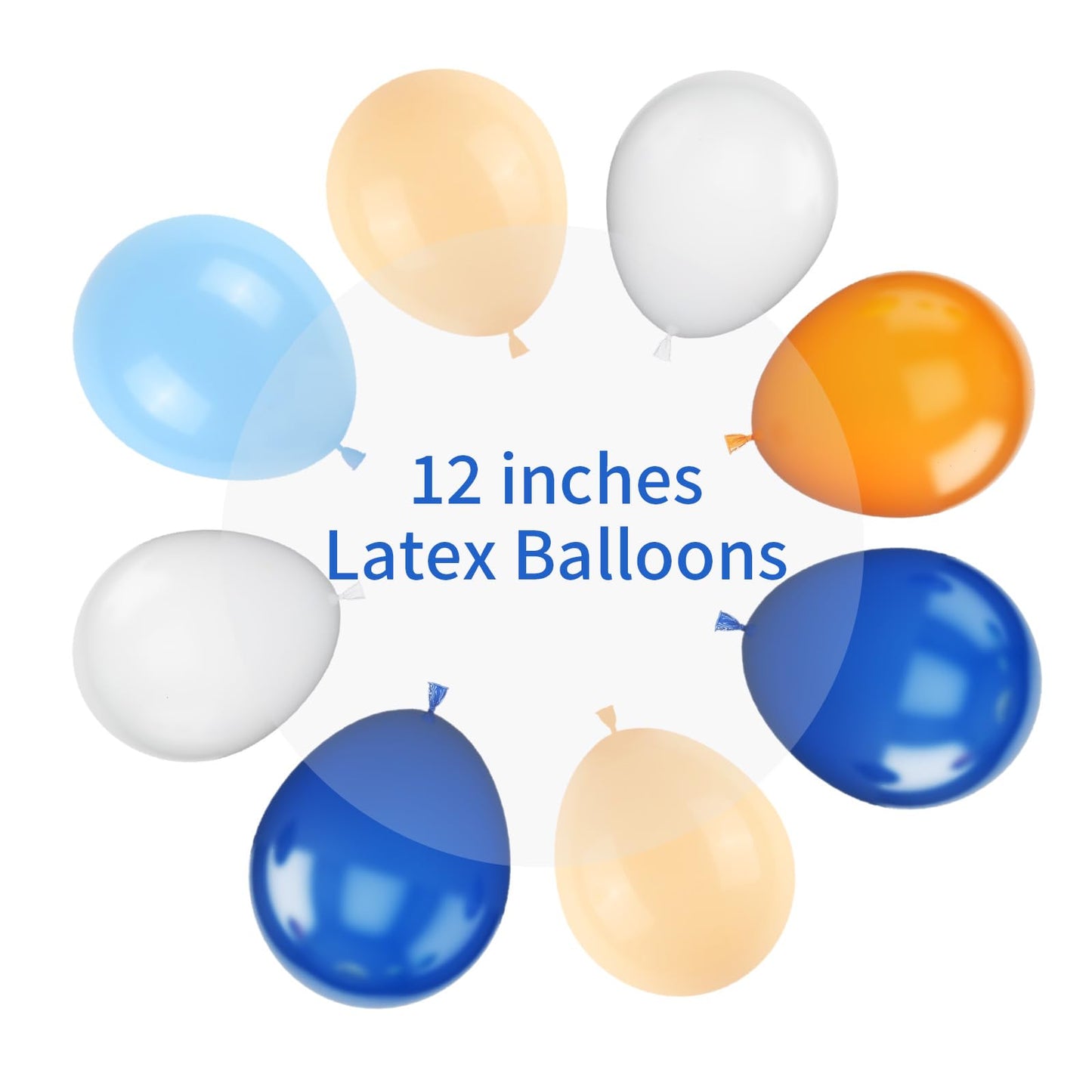 Orange And Blue Balloons, 12 Inch Orange White Blue Balloons Pastel Orange Royal Blue White Balloons With Ribbons For Birthday B