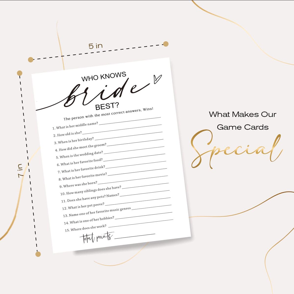 Wybgno Wedding Shower Games Cards, Who Knows The Bride Best, Bridal Shower Games 25 Guests, Engagement Party Wedding Games For G
