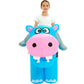 One Casa Blow Up Party Costume,Inflatable Costumes for Kids,Riding Hippo Costume,Halloween Costumes for Girls Boys (7-10YRS)