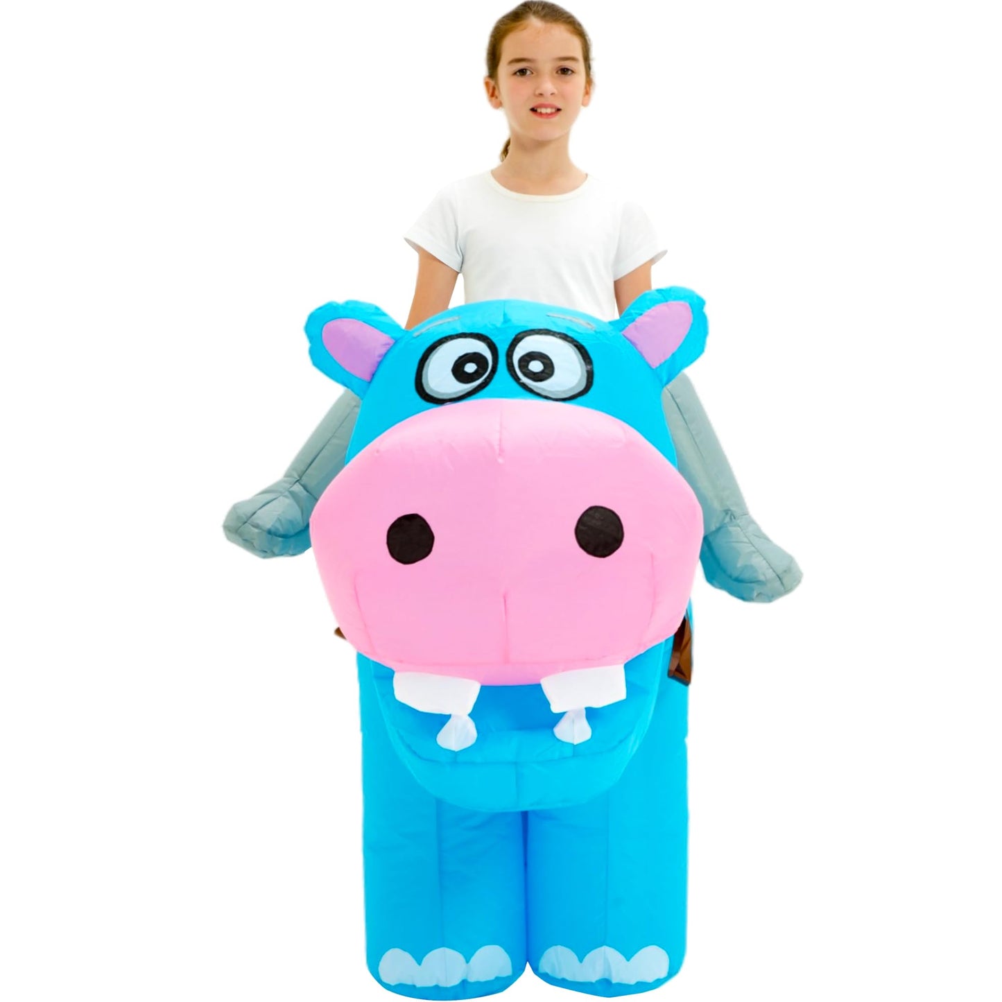 One Casa Blow Up Party Costume,Inflatable Costumes for Kids,Riding Hippo Costume,Halloween Costumes for Girls Boys (7-10YRS)