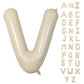 Biapian 40 Inch Letter V Balloons, Giant Cream V Foil Balloon, Big Single Alphabet A-Z Balloons, Beige Large Aluminum V Balloons
