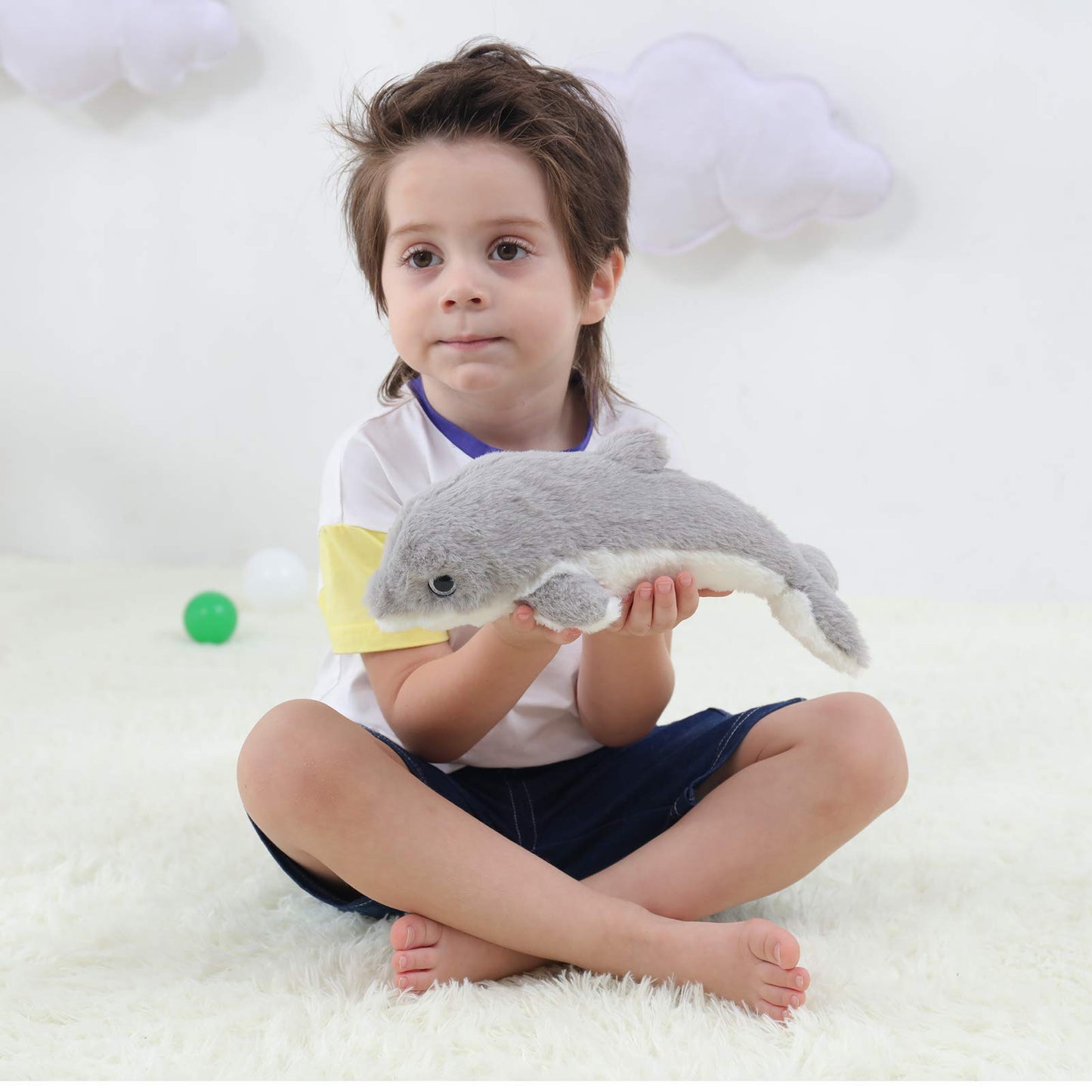 Apricot Lamb Ocean Stuffed Animals Toys Plush Gray Dolphin Sea Animal Soft Cuddly Perfect for Girls Boys (Gray Dolphin, 12 Inche