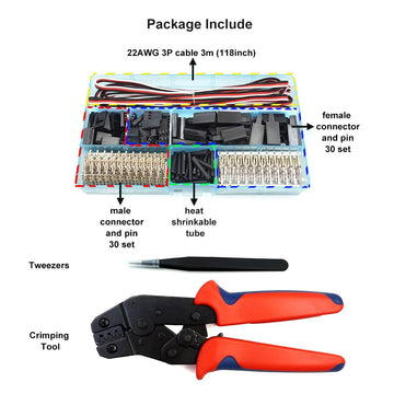 30 Sets Servo Connector Male Female Plug Crimp Pin Cable Kit Compatible with Futaba JR Hitec Spektrum RC Connectors (with Crimpi