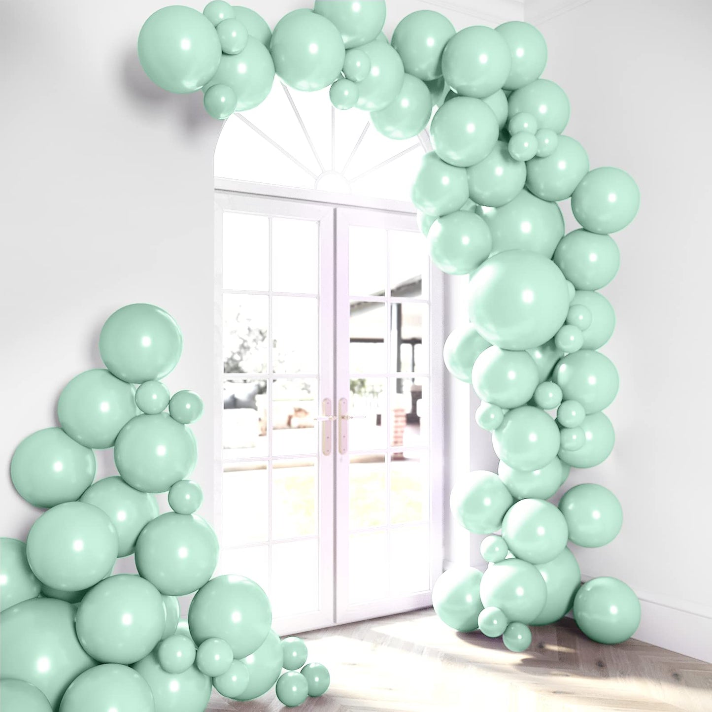 House Of Party Pastel Mint Balloon Garland - 90 Pcs | 5/12/18 Inch Mint Green Easter Balloons | Light Mint Balloons For Graduati