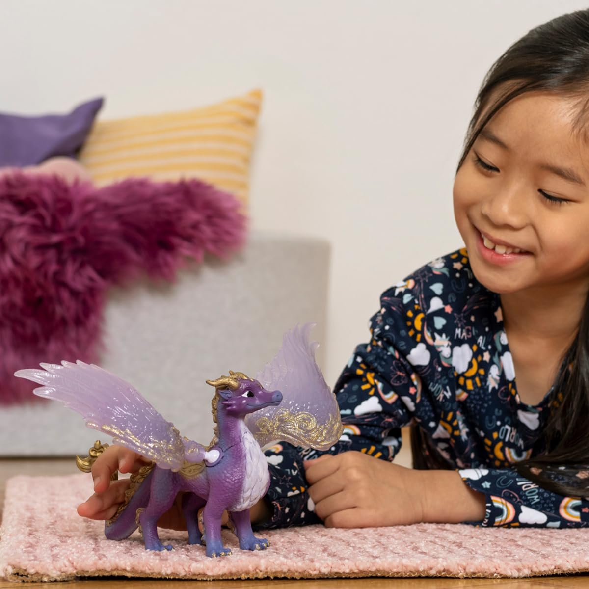 Schleich Nightsky Dragon Figurine - 7" Moveable Wings, Purple Wyvern - PVC Toy for Ages 5+ | Model 70762