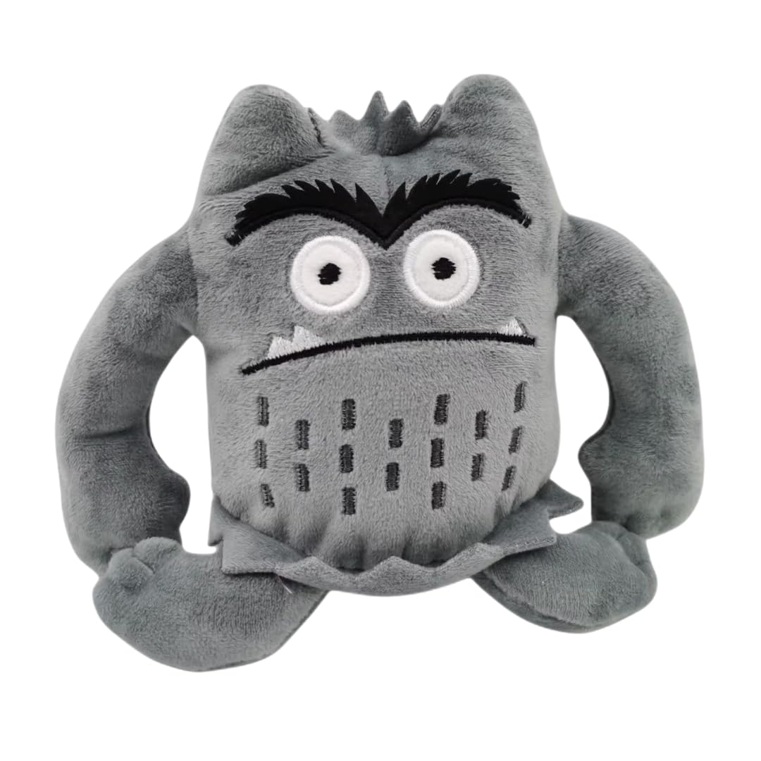 Techmax Solution Worried Grey Monster Plush  Gentle Sensory Stuffed Toy For Facing Nighttime Scares And New Situations