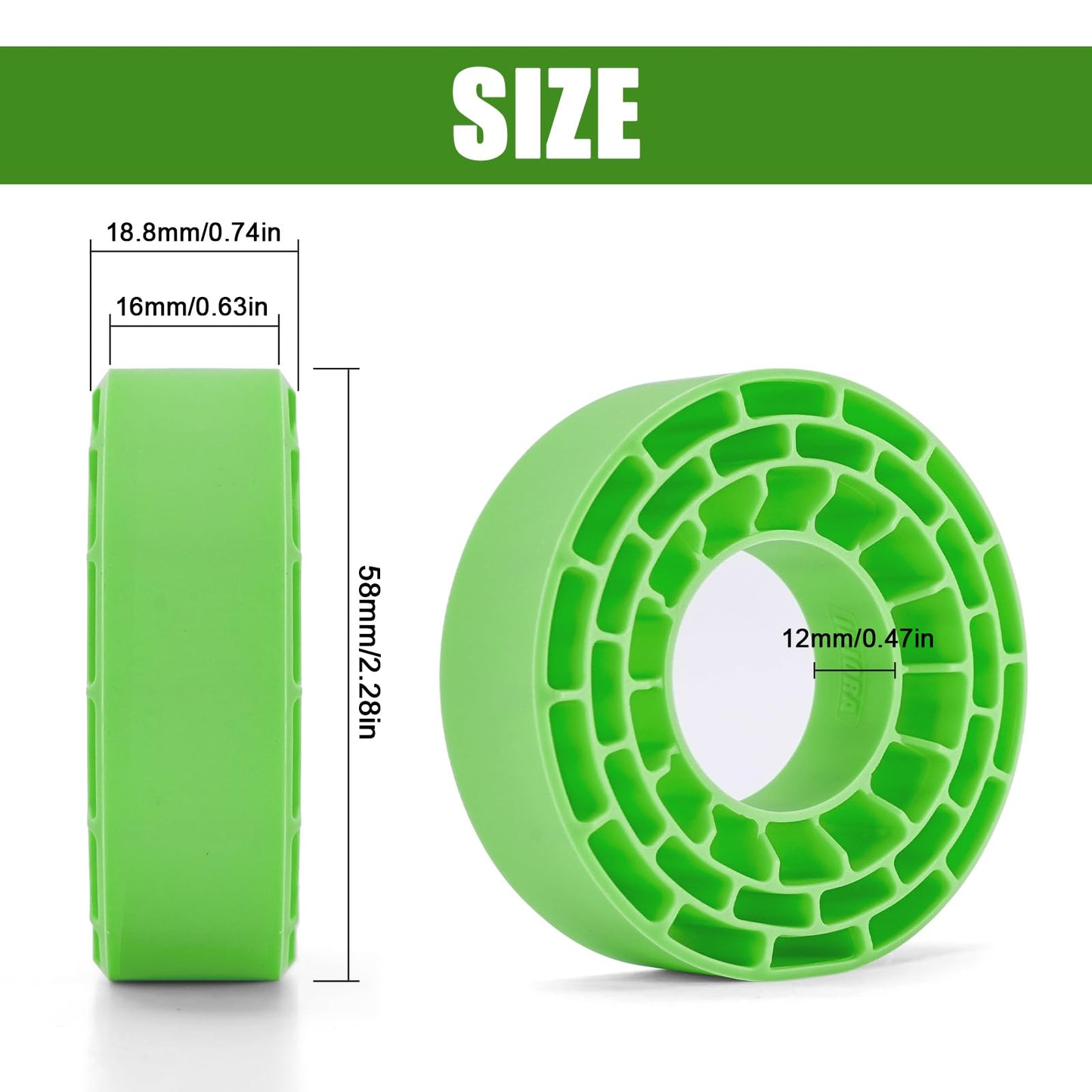 INJORA Silicone Rubber Inserts for 62-64mm*24mm 1.0'' Tires(Large Green)