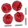 Aluminum Rc Front & Rear Wheel Hubs Hex 12Mm Upgrade 1654 For 1/10 Traxxas 4X4 Slash Hoss Stampede Rustler 4Wd (Red)