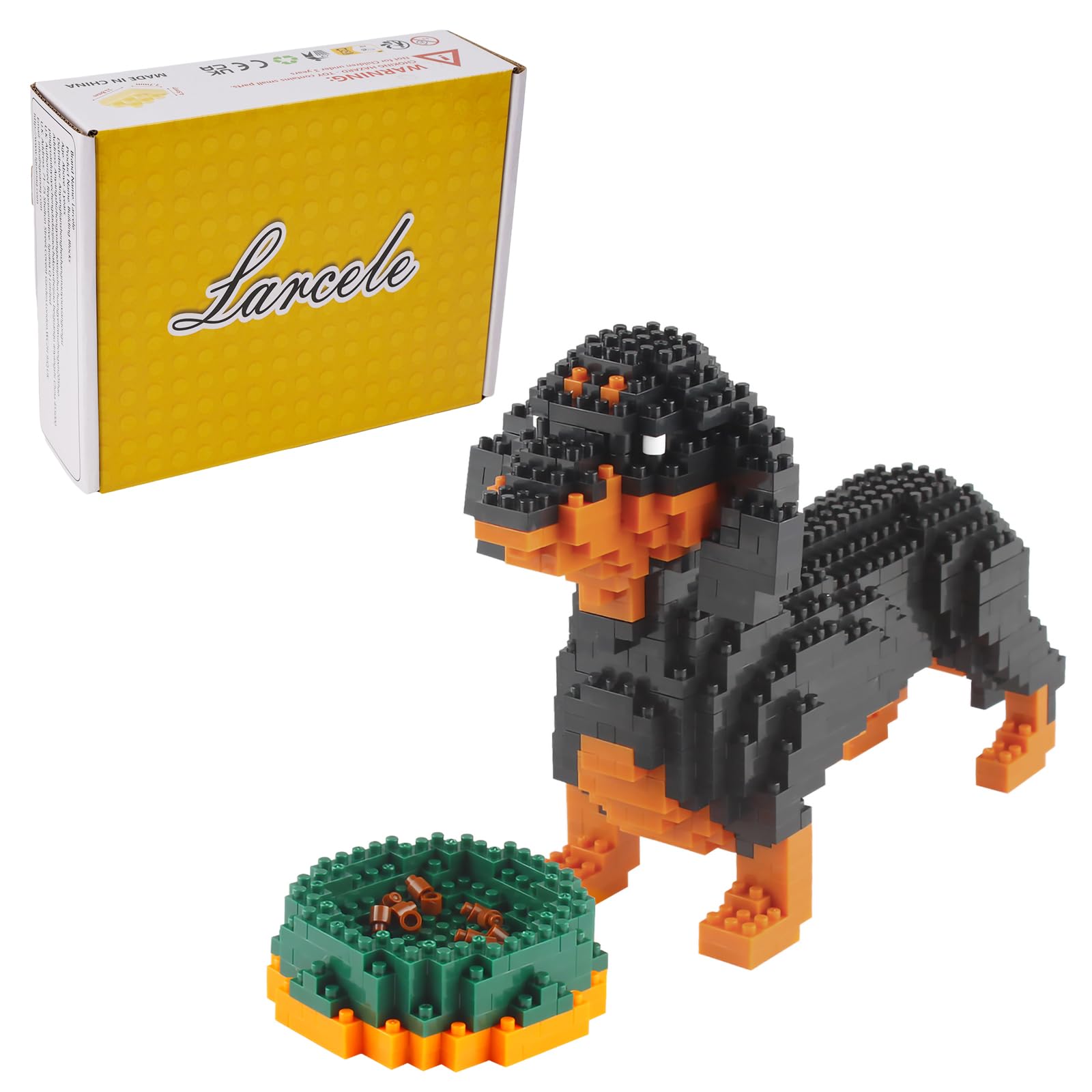Larcele Micro Dachshund Dog Building Blocks Set Super Mini Pet Building Toy Bricks Kit, 898 Pieces Kljm-02 (Dachshund)