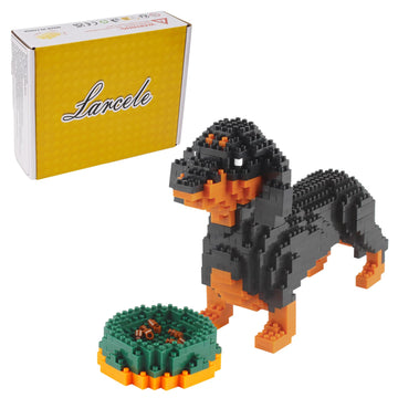 Larcele Micro Dachshund Dog Building Blocks Set Super Mini Pet Building Toy Bricks Kit, 898 Pieces Kljm-02 (Dachshund)