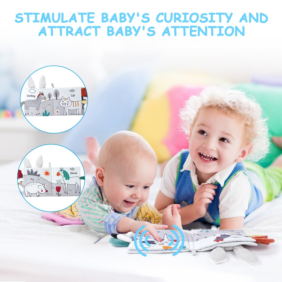 Vicloon Cloth Books, 3D Touch Feel High Contrast Cloth Book, Baby Books Toys For Baby 0-12 Months, Soft Baby Books Touch And Feel Crinkle For Infants Toddler Gifts Toy(Rabbit)