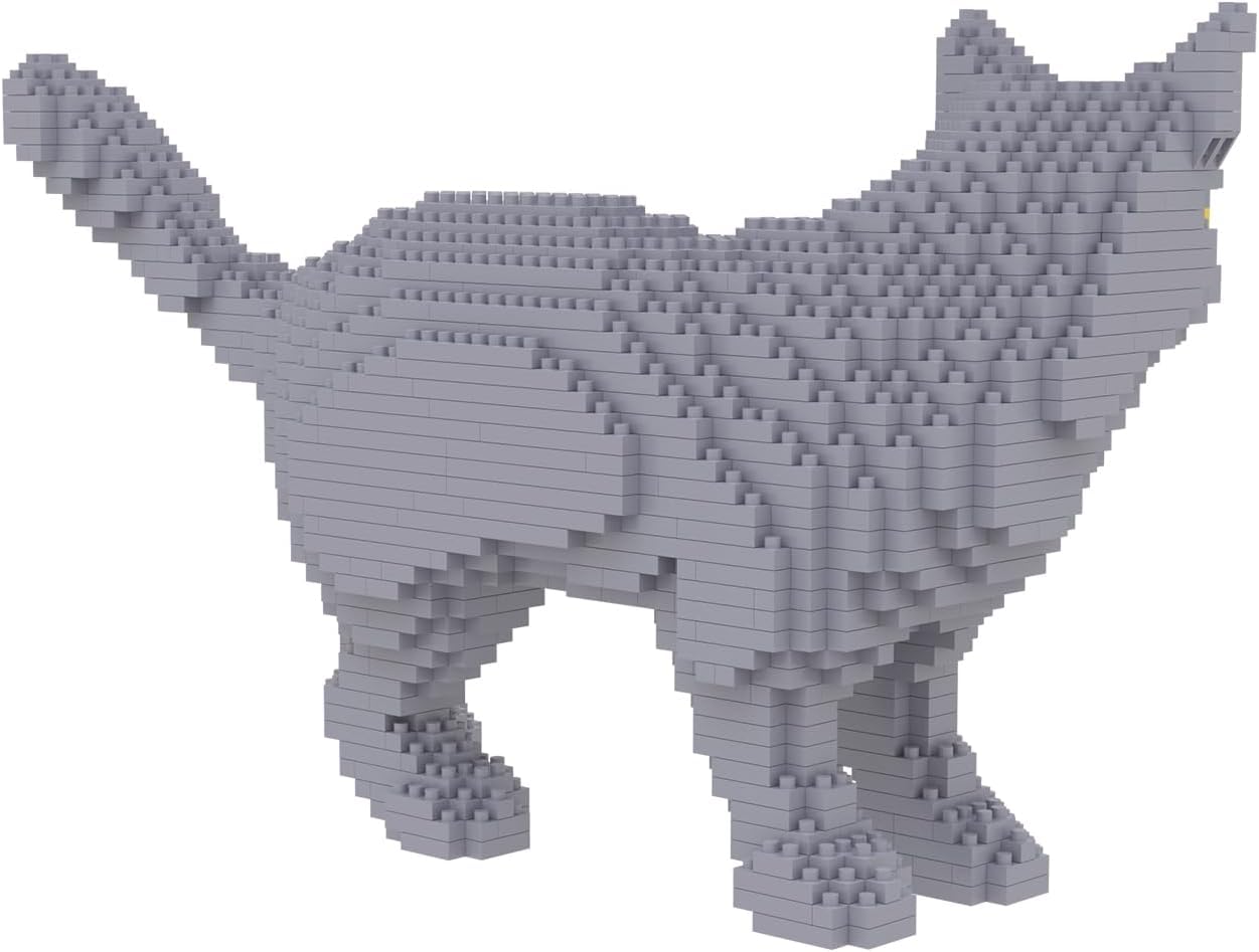 Larcele Cat Micro Building Blocks Animal Set, Diy Mini 3D Building Toy Bricks Kit,1131 Pieces Kljm-05 (Blue Cat)