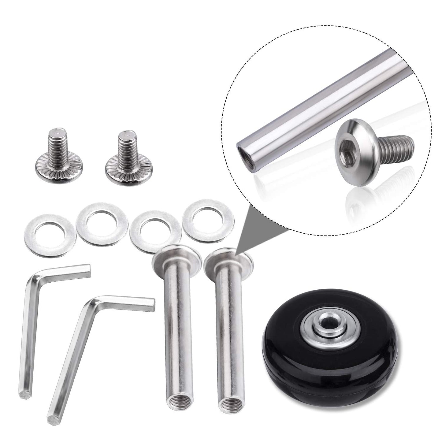 Ocgig 50X18Mm Set Of 4 Luggage Suitcase Replacement Wheels Repair Axles Repair Kit