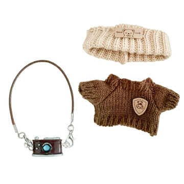 Clothes for Doll Accessories  Handcrafted 15cm-17cm for Labubu Doll  enhanced Knitted Sweater for Dolls Outfit with Accessories  Cute Clothes for Dolls Dress up Unique Style(Brown)