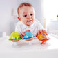 Hape Put-Stay Rattle Set | Three Sea Animal Suction Rattle Toys, Baby Educational Toy Set