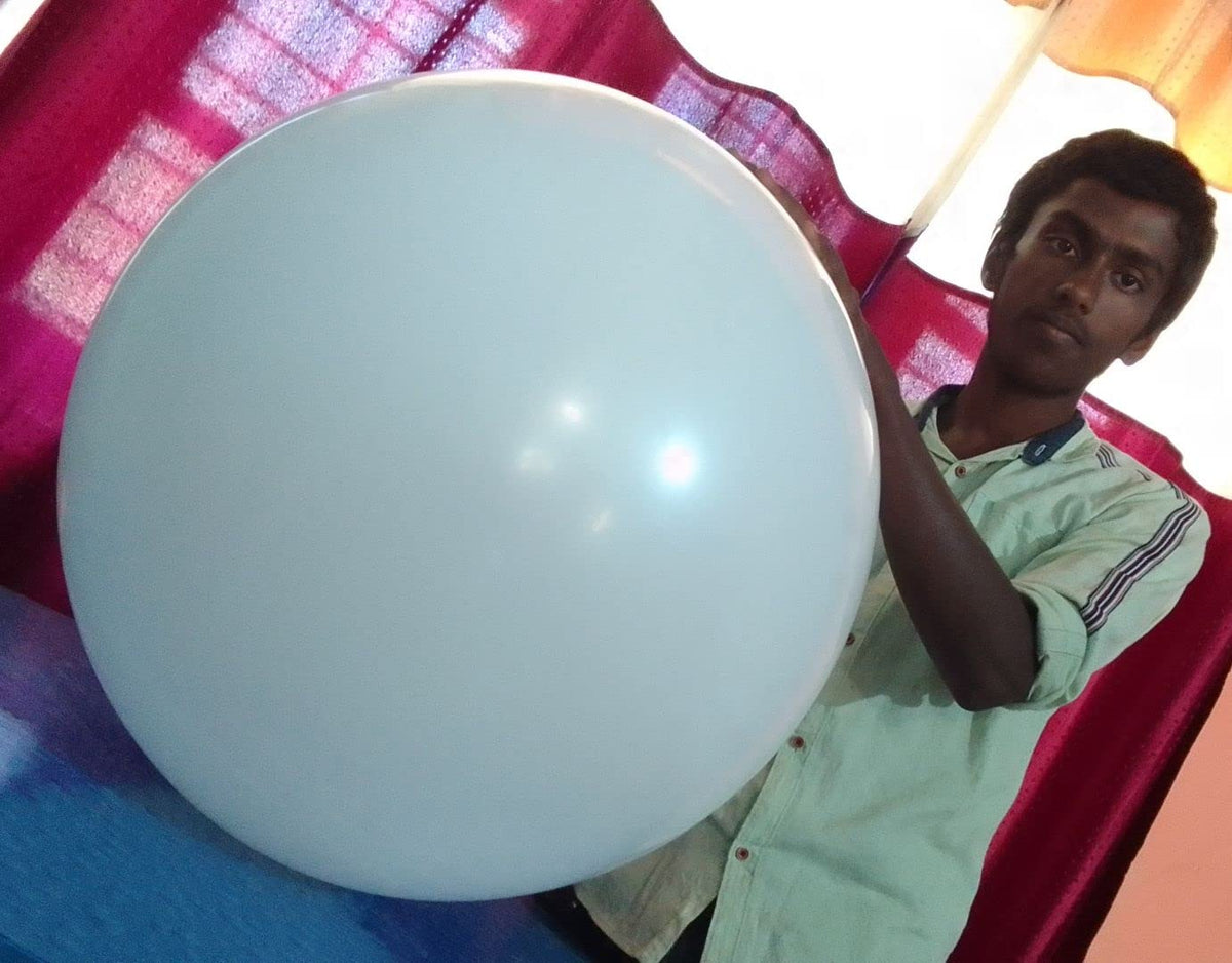 Large Gaint Balloon  Pack of 2 piece  White Color  60 CM / 2 Feet Size  Made of Eco Friendly Latex  Thicker Size for Long L