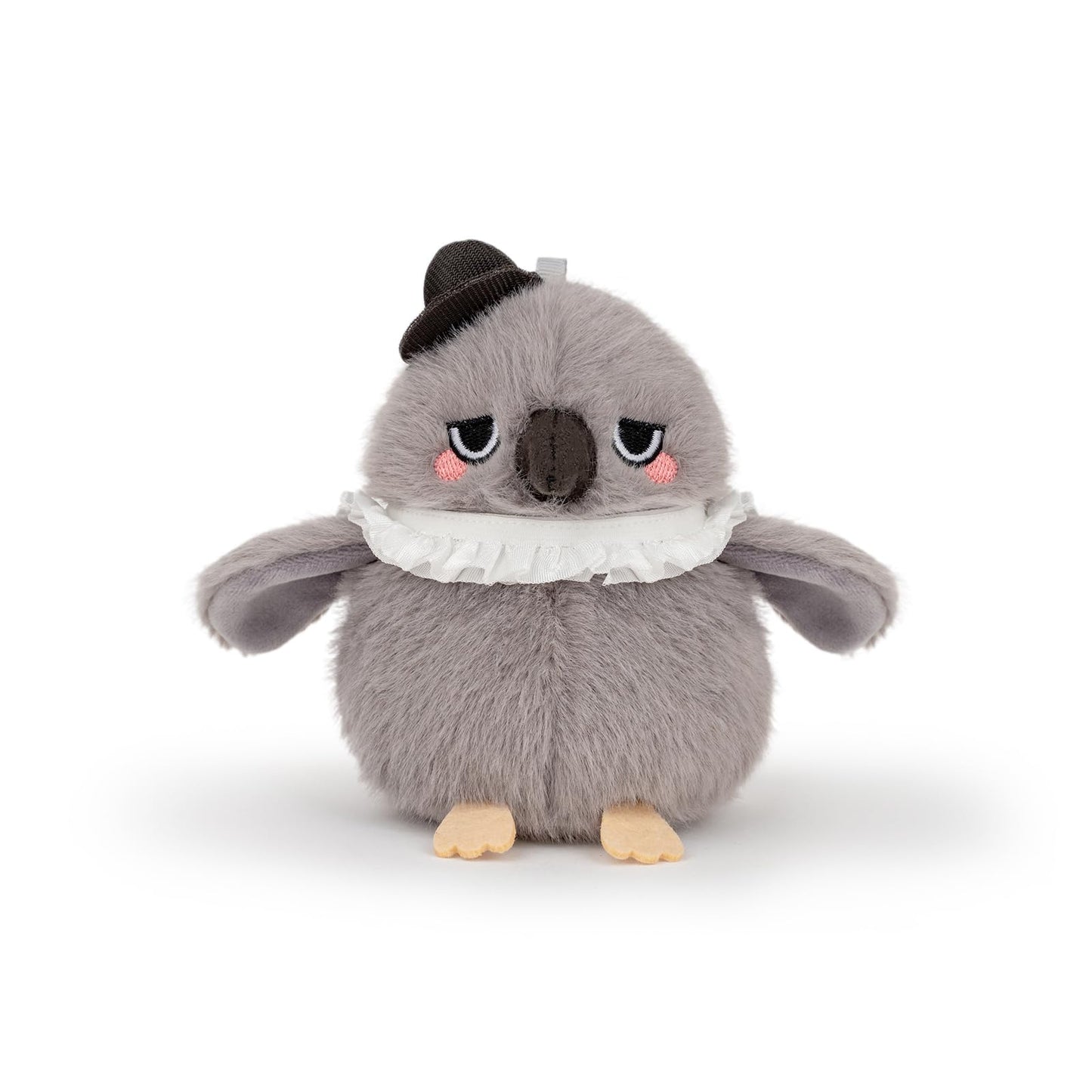 Adorlynetty Grey Crows Stuffed Animals with Hat Cute Little Bird Plushie Gift for Kids & Friends