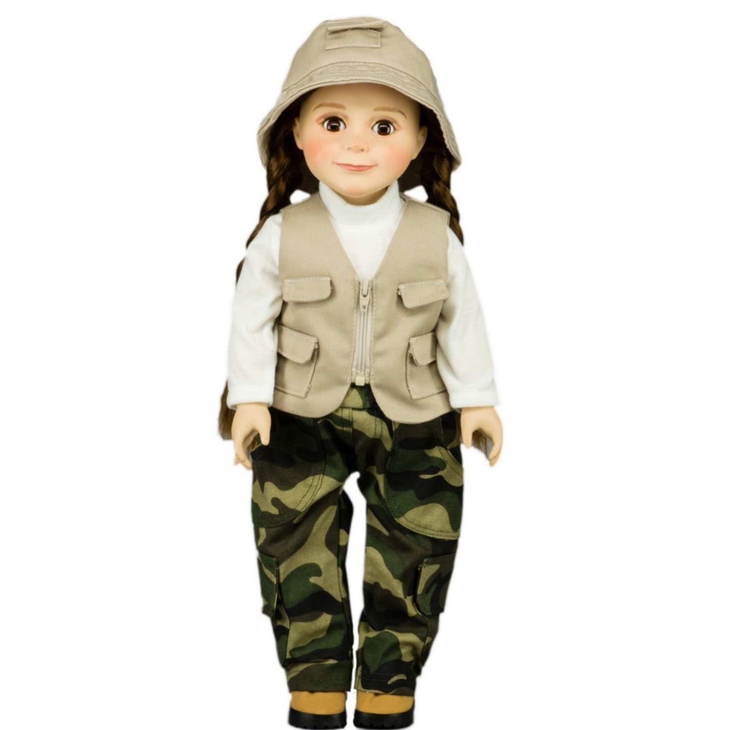 The Queen'S Treasures 18 Inch Doll Clothes & Accessories, 4 Pc Fishing Outfit With Pants, Hat, Vest & Shirt, Compatible For Use With American Girl Dolls, Doll Not Included