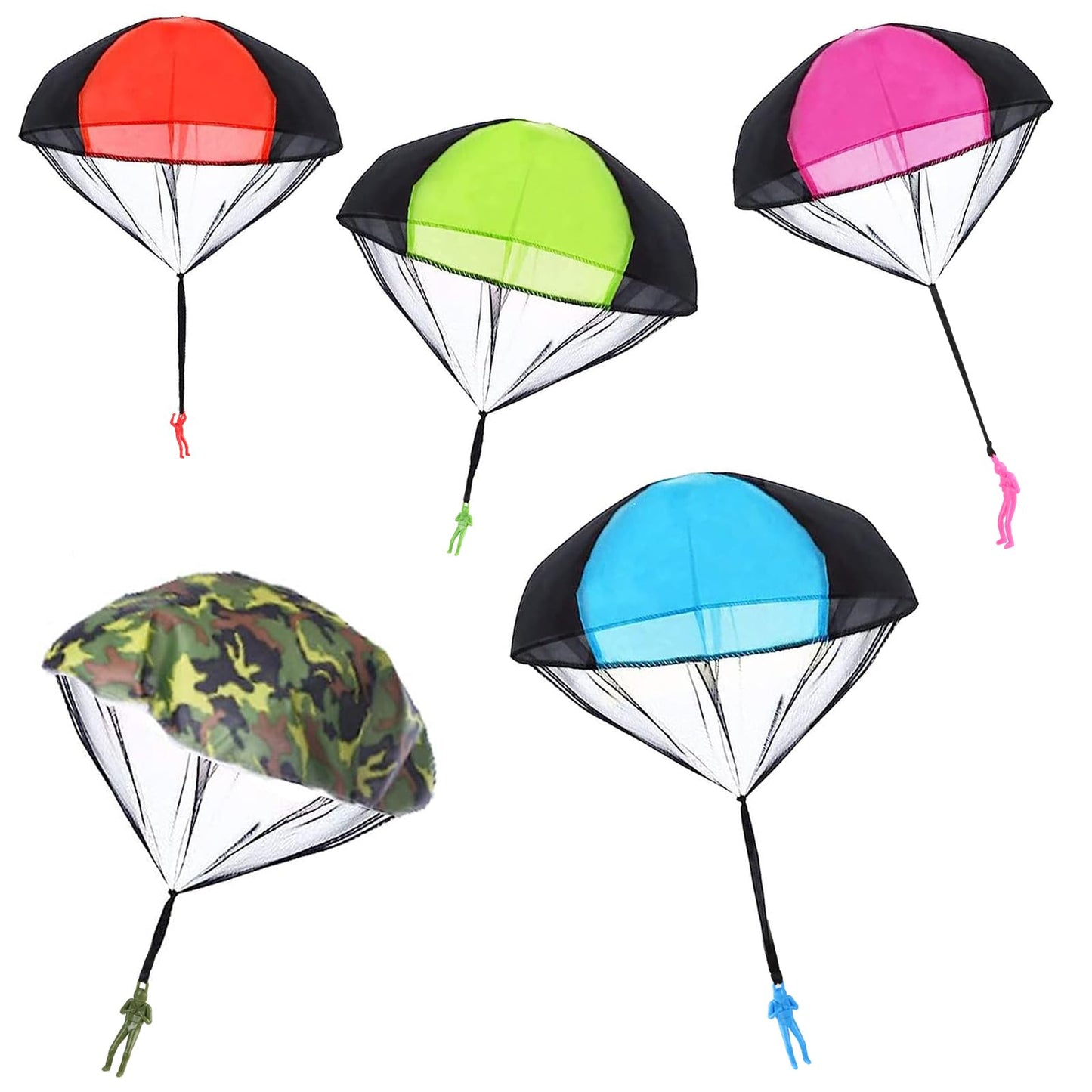 LOMIMOS 5pcs Parachute Toy Tangle Free Throw tossing Parachute Outdoor Toss It Up Flying Paratrooper Toy Hand Army Soldier for Children Kid Party Favor