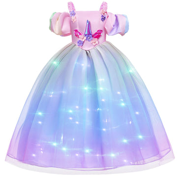 Minetom Princess Dress For Girls Costume Set Princess Dress Up With Crown, Bracelet, Necklace, Birthday Cosplay Party Outfit 3-4