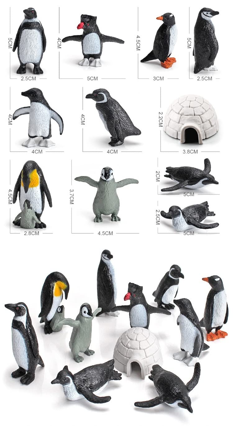 Ai-Fun 11Pcs Penguin Igloo Figurine Toys Realistic Ocean Tiny Animal Model Polar Animal Figures Set