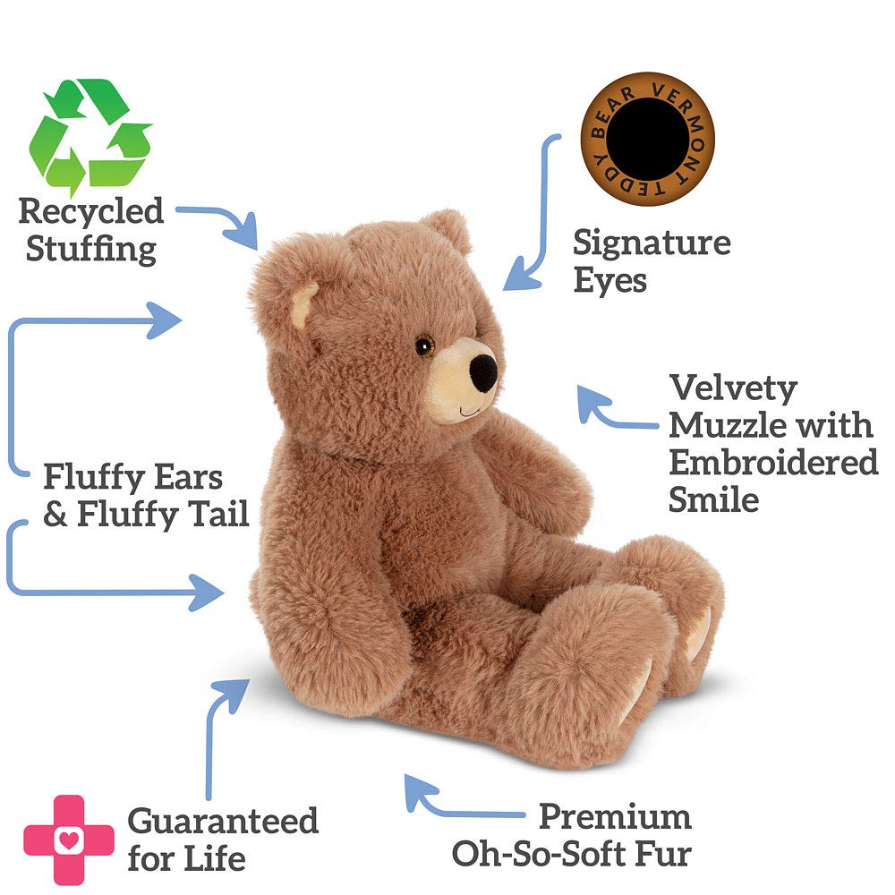 Vermont Teddy Bear Cuddly Soft Brown Bear Stuffed Animal, 18 Inch Plush, Model VTB-23846-AMZ
