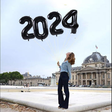 Toniful 2024 Graduation Balloons 42Inch Black 2024 Number Balloons Aluminum Foil Mylar Balloons For Graduation Decorations Class