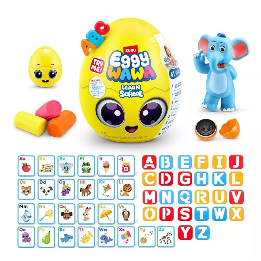 Eggy Wawa Interactive Learning Toy for Toddlers, Music, Letters, Numbers, Small, Red, Model 15103, Plastic