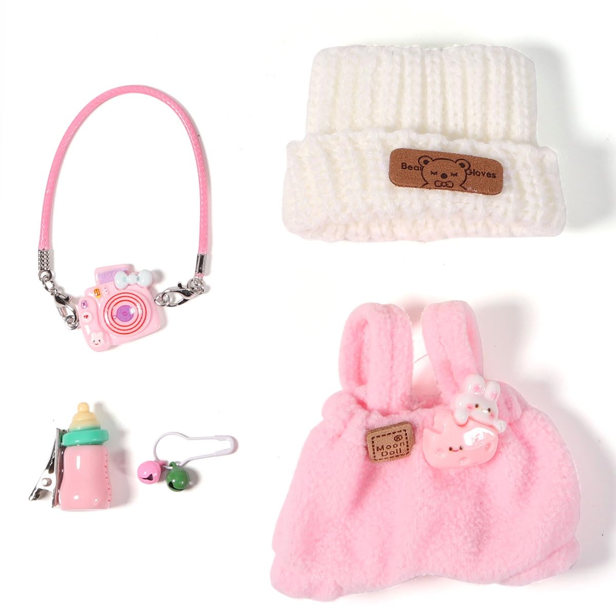 AICase for 17cm Doll Clothes/Outfit Clothing Set for 17cm Doll 3 Piece Set Hat Clothing Boys and Girls Stylish Adorable Clothes Accessories _Pink-16