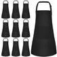 NACHLYNN 10 Pieces Kids Aprons Adjustable Toddler Apron with 2 Pockets for Kids Painting Cooking Baking Crafts Activity (Black)