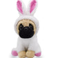 Yonlit Adorable Pug-Bunny Stuffed Animal Dressed In A White Rabbit Outfit, Super Cute And Soft Plush Puppy Bunny For Easter Bask