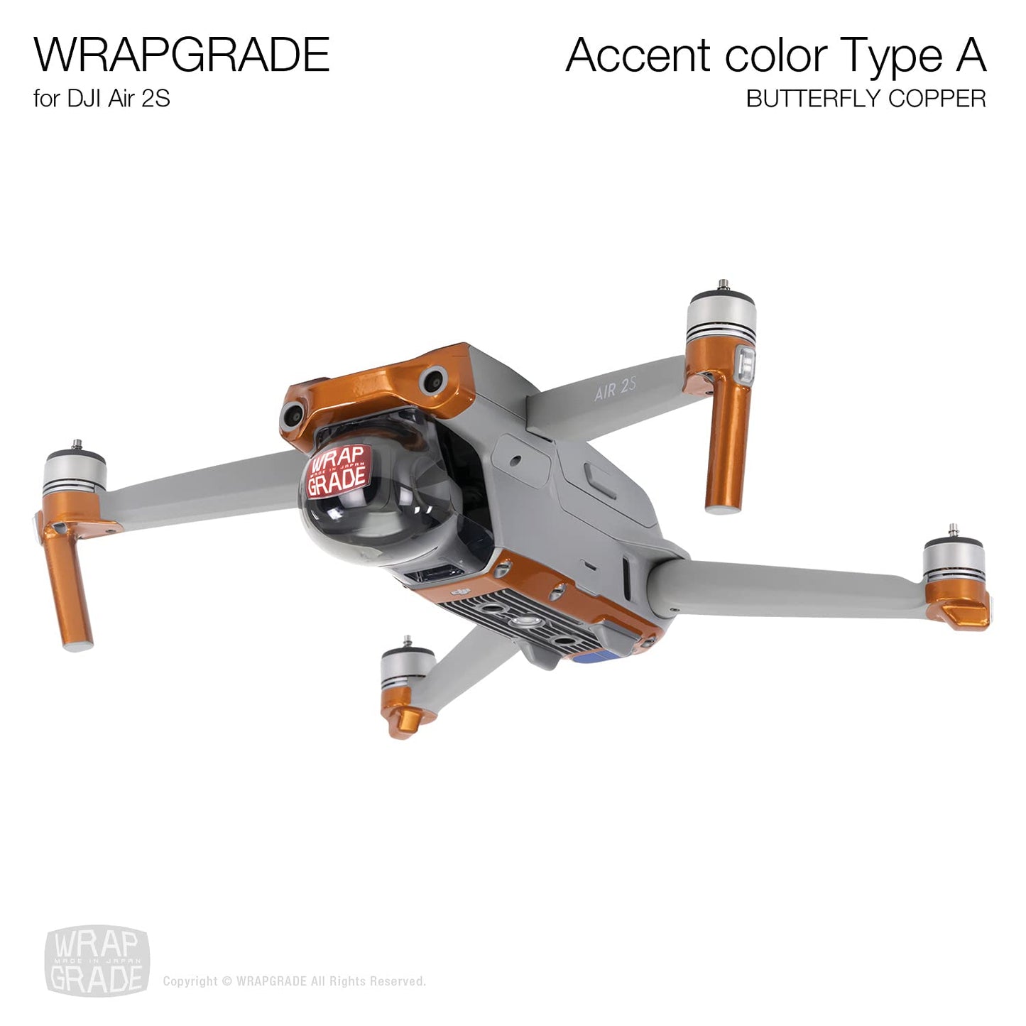 Wrapgrade Skin Compatible with DJI Air 2S | Accent Color A (Butterfly Copper)