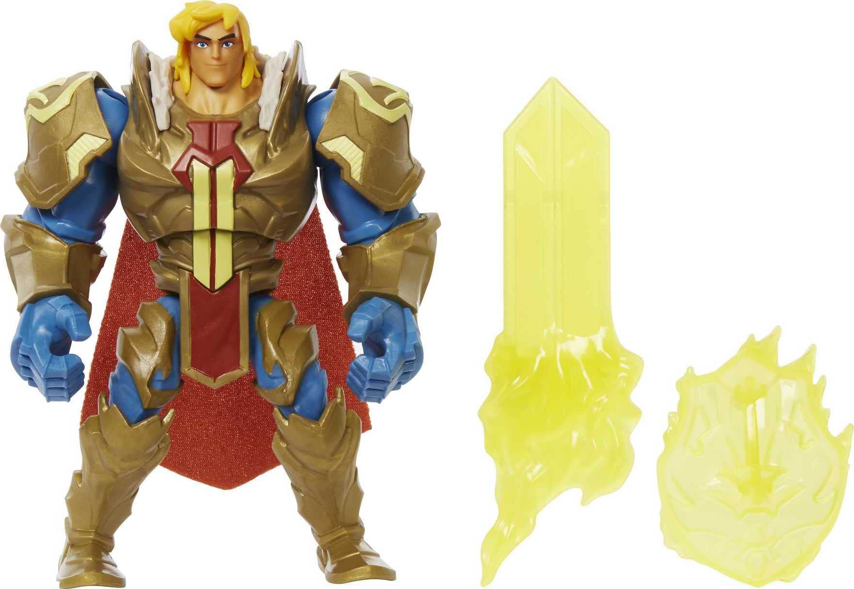 Masters of the Universe and He-Man He-Man Action Figure in Grayskull protective covering with Power Attack Move & 2 Accessories Inspired by MOTU Netflix Animated Series  5.5-in Collectible Toy for Kids Ages 4Y+