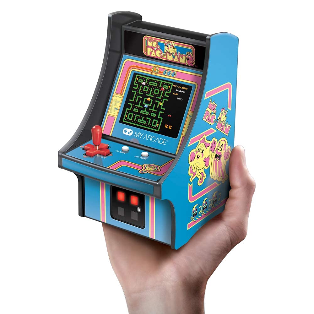 My Arcade Micro Player Mini Arcade Machine: Ms. Pac-Man Video Game, Fully Playable, 6.75 Inch Collectible, Color Display, Speake