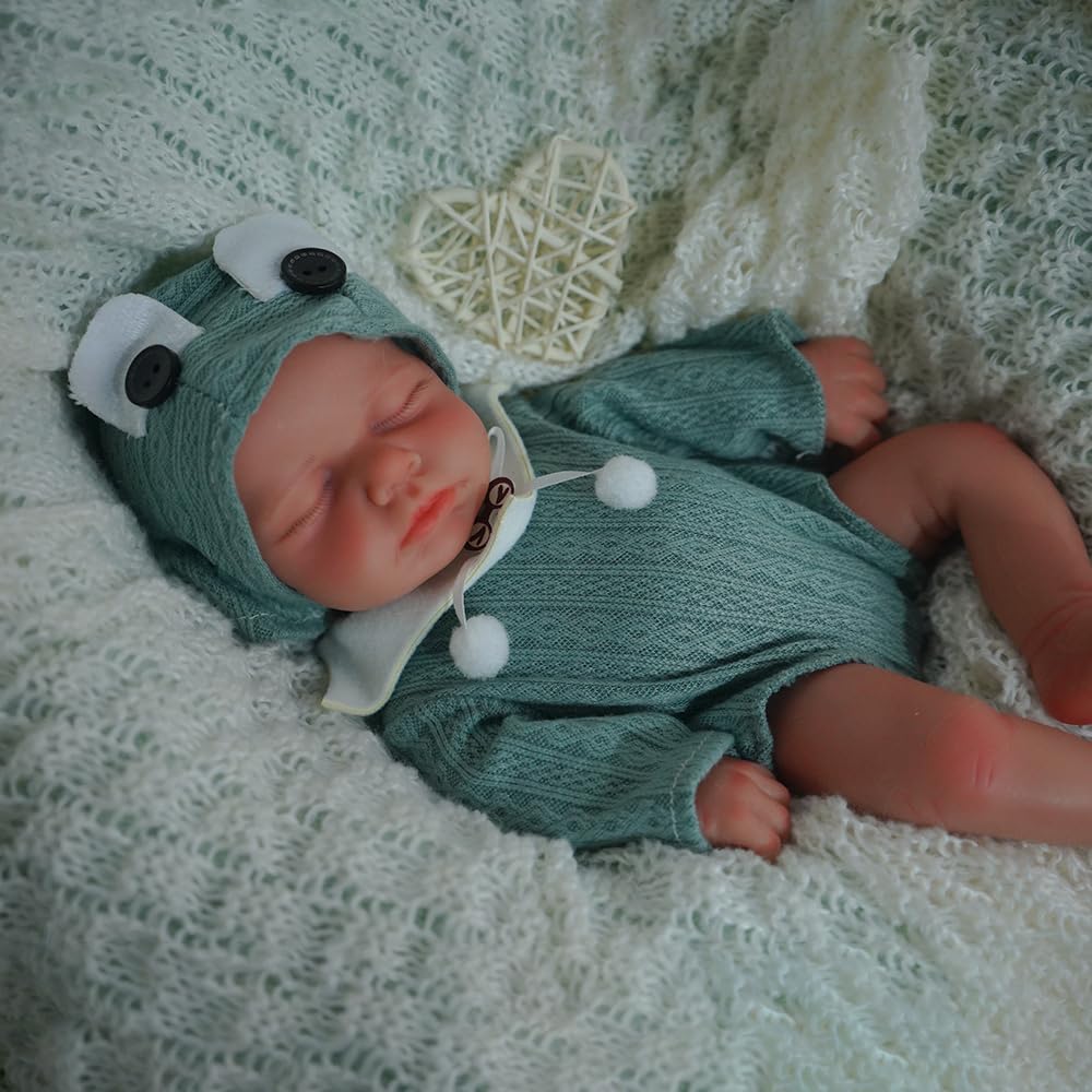 SOFTMARY Lifelike Reborn Baby Dolls - 12-inch Full Silicone Newborn, Real Life Baby Dolls with Realistic Veins & Sleeping Pose -